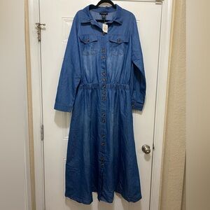 Ashley Stewart plus women blue shirt dress. Size 14/16 NWT $69.50